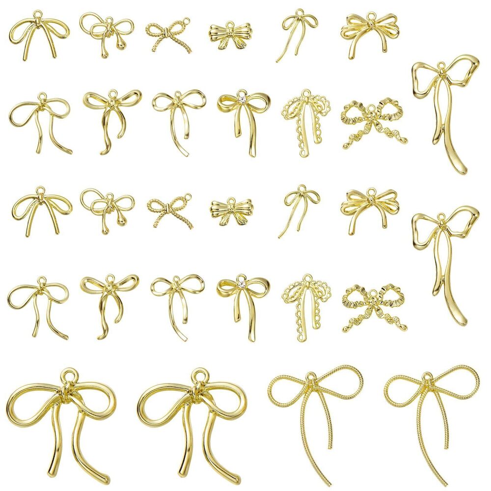 8066 30 Pcs Gold Plated Zinc Alloy Bow Charms for Jewelry Making Bowknot